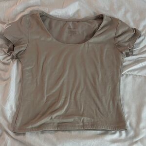 Elegant Beige Women's Short Sleeve Top